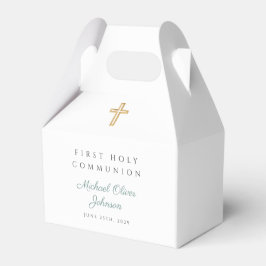 Caja Para Regalos Cruz Religiosa Verde Niño Primera Comunión