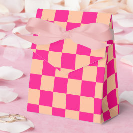 Caja Para Regalos Cuadrados controlados durazno retro geométrico ros