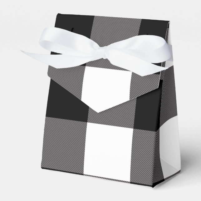 Caja Para Regalos Cuadrados de cuadros negros y blancos de Buffalo (Front Side)