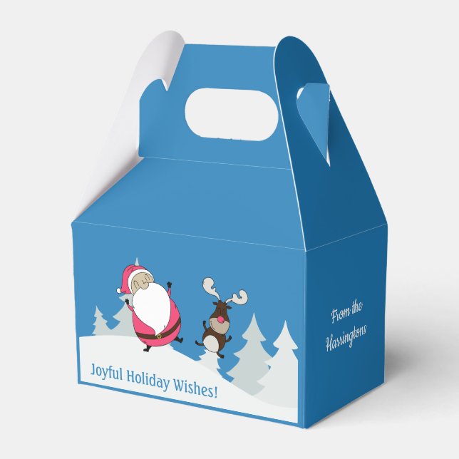 Caja Para Regalos Cuadro de favor de texto personalizado de renos y  (Front Side)