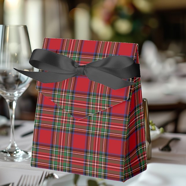 Caja Para Regalos Cuadro Escocés Stewart Rojo Fiesta (Rustic Plaid Stewart Tartan Favor Box)