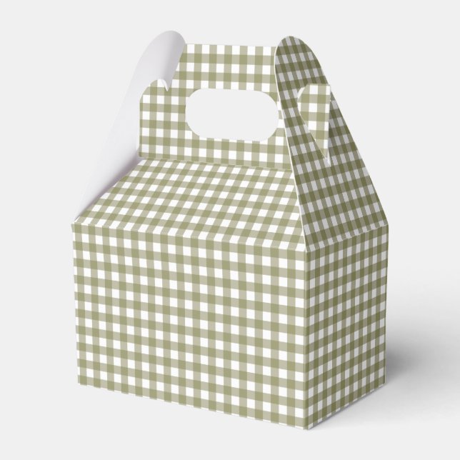 Caja Para Regalos Cuadros de Gingham Oliva Navideños Festivos (Front Side)