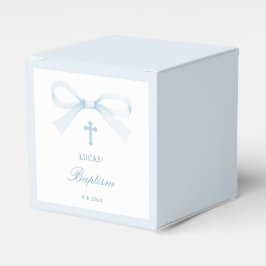 Caja Para Regalos Cubo de bautizo de acuarela azul elegante con lazo