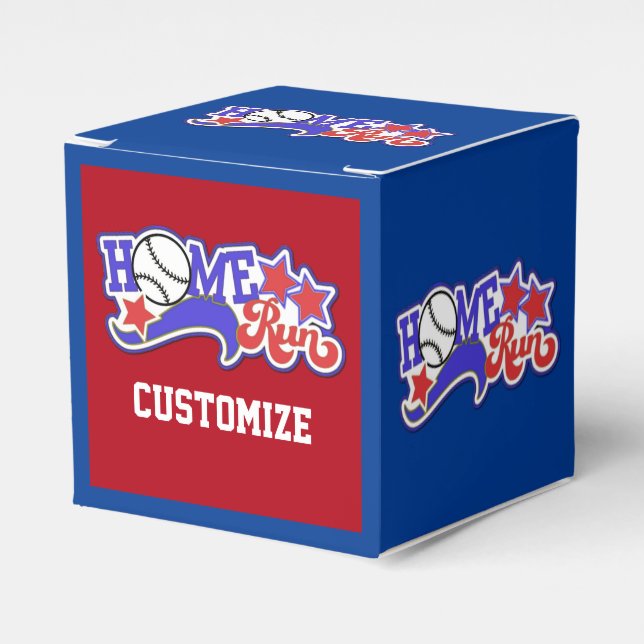 Caja Para Regalos Cubo de béisbol de Blue Home Run (Costado Anverso)