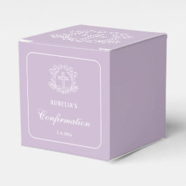 Caja Para Regalos Cubo de confirmación de cruz floral simple sobre l