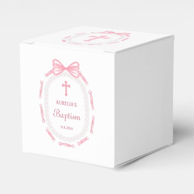 Caja Para Regalos Cubo de cuadro de cinta rosada (Costado Anverso)