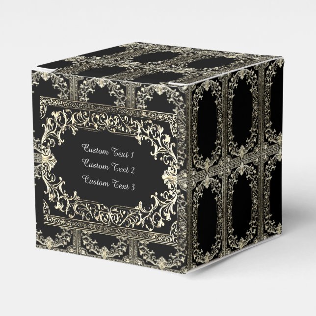 Caja Para Regalos Cubo De Marco Oro De Ocasión (Costado Anverso)