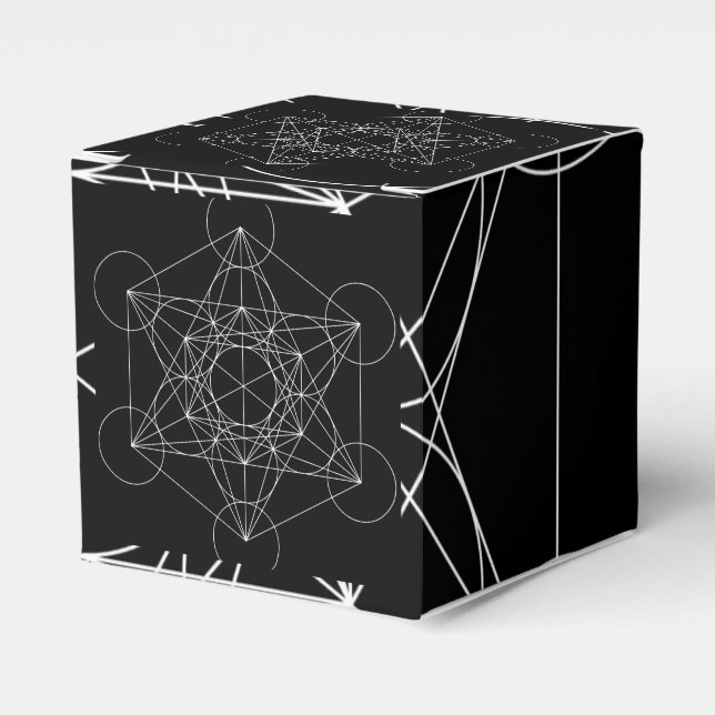 Caja Para Regalos Cubo de Metatrón Blanco y Negro (Costado Anverso)