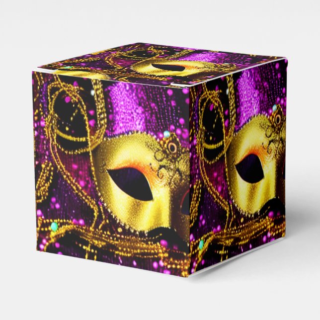 Caja Para Regalos Cubo elegante de máscara de oro (Costado Anverso)