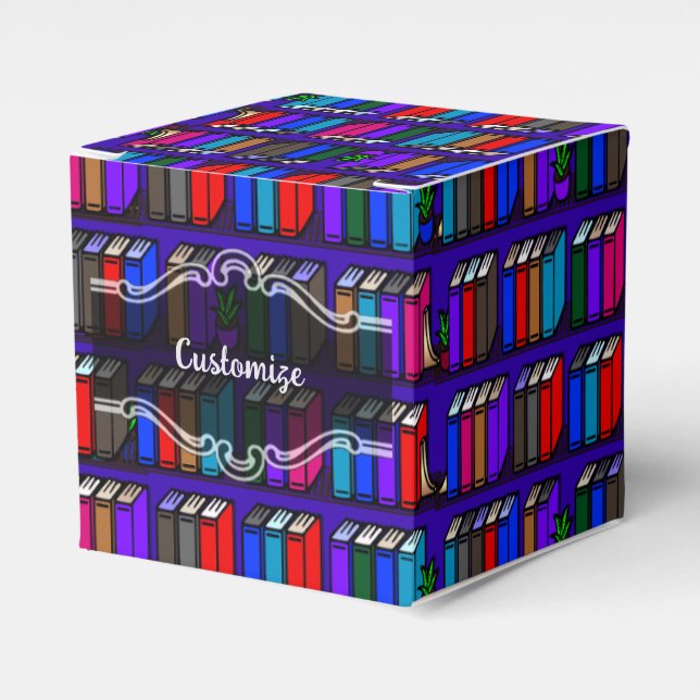 Caja Para Regalos Cubo morado de libros de la Pequeña Biblioteca (Costado Anverso)