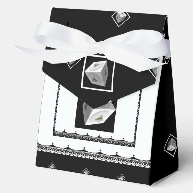 Caja Para Regalos Cubo piramidal blanco negro (Anverso)