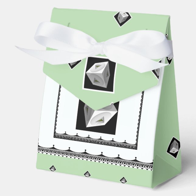 Caja Para Regalos Cubo pirámide blanco blanco mint verde (Anverso)