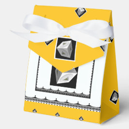 Caja Para Regalos Cubo pirámide blanco negro amarillo
