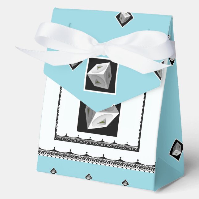Caja Para Regalos Cubo pirámide blanco Pastel azul (Anverso)