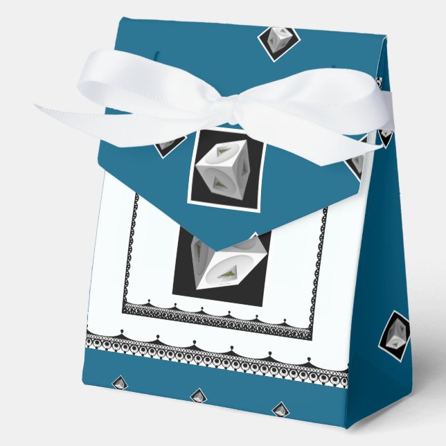Caja Para Regalos Cubo pirámide blanco Verde azulado (Anverso)