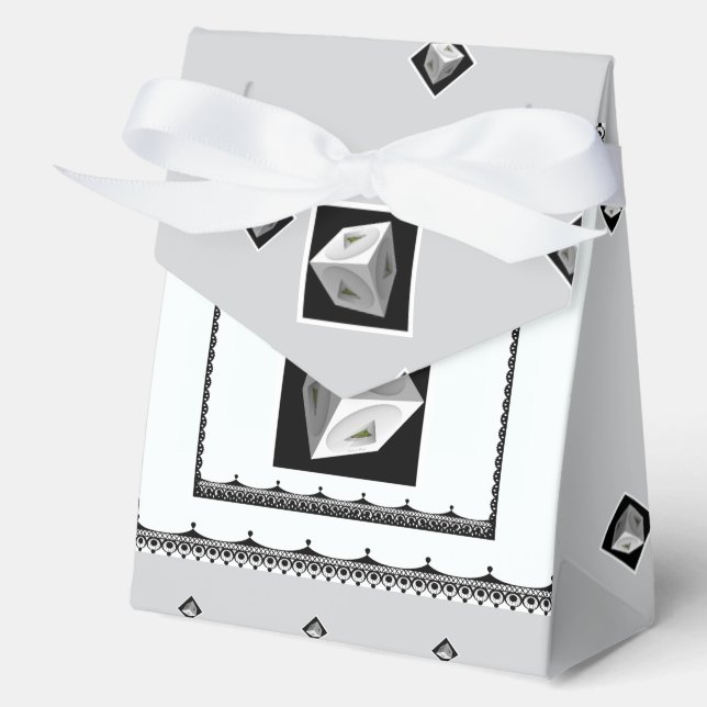 Caja Para Regalos Cubo pirámide gris blanco negro (Anverso)