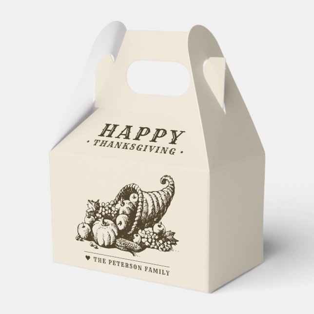Caja Para Regalos Cuerno de abundancia | Acción de Gracias (Front Side)
