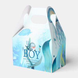 Caja Para Regalos Cuesta Ballena Bajo El Mar Watercolor Boy Baby Sho