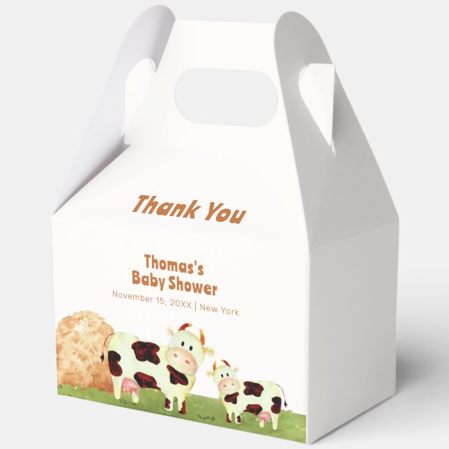 Caja Para Regalos Cuidada acuarela Holy Cow Family Farm Baby Shower (Reverso )