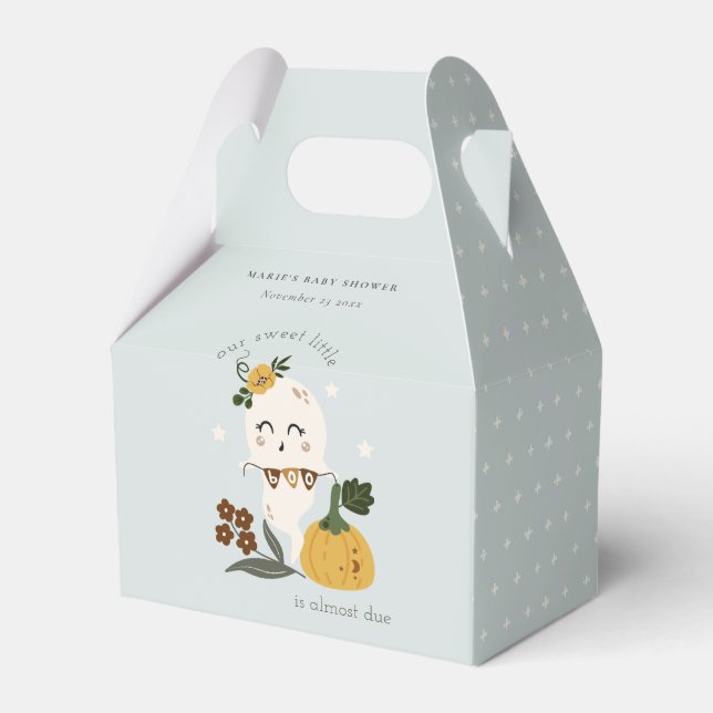 Caja Para Regalos Cuidada Halloween Blue Ghost Little Boo Baby Showe (Front Side)