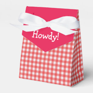 Caja Para Regalos Cuidada mirada occidental rojo y blanco Gingham