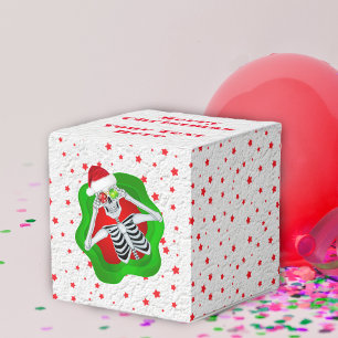 Caja Para Regalos Cuidados Navidades esqueletos Gorras Estrellas roj