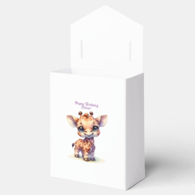 Caja Para Regalos Cuidadosa jirafa feliz cumpleaños (Abierto)