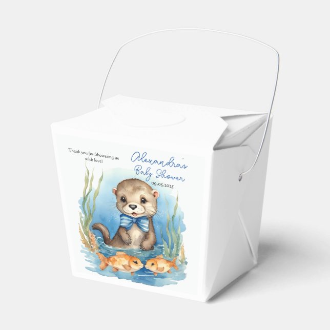 Caja Para Regalos Cum Baby Otter Boy Baby Shower (Front Side)