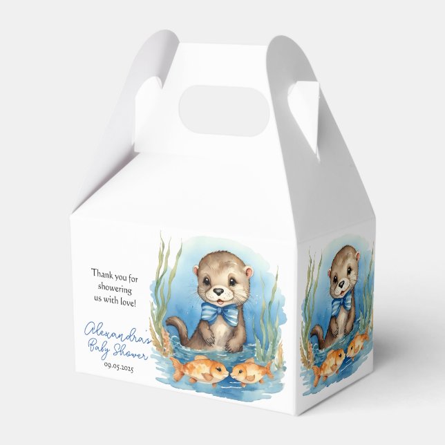Caja Para Regalos Cum Baby Otter Boy Baby Shower (Front Side)