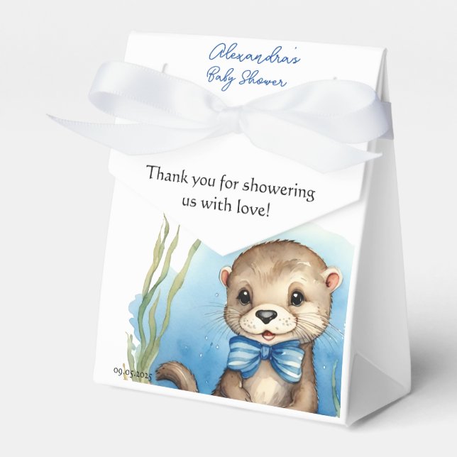 Caja Para Regalos Cum Baby Otter Boy Baby Shower (Front Side)