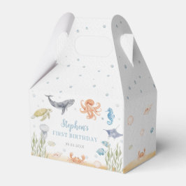Caja Para Regalos Cumpleaños 1º Bajo El Mar Animales Marinos