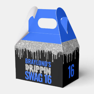 Caja Para Regalos Cumpleaños 16 con estilo Silver and Blue Drippin