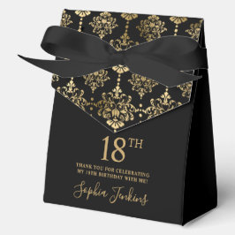 Caja Para Regalos Cumpleaños 18 Oro Elegante Agradecimiento
