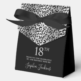 Caja Para Regalos Cumpleaños 18 Plata Leopardo Imprimir Gracias