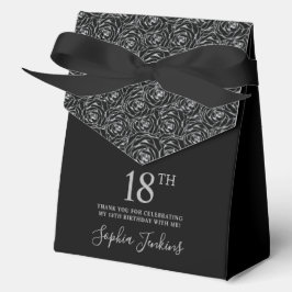 Caja Para Regalos Cumpleaños 18 Rosas de Glitter Plateado Agradecimi