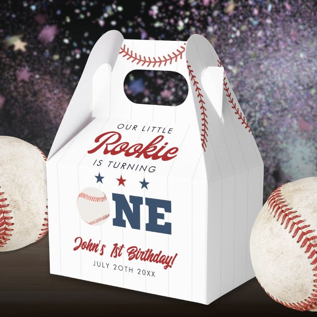 Caja Para Regalos Cumpleaños 1 de Little Rookie de Béisbol (Little Rookie Baseball 1st Birthday Favor Boxes)