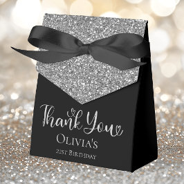 Caja Para Regalos Cumpleaños 21 Agradecimiento Plateado Brillante