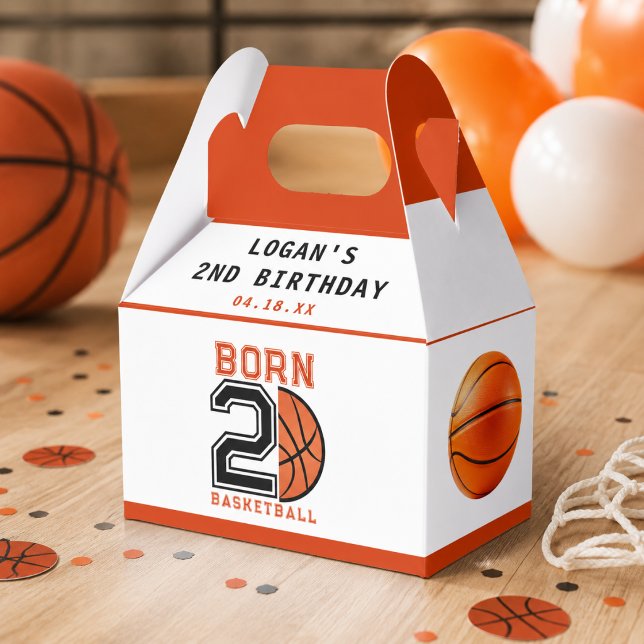 Caja Para Regalos Cumpleaños 2 de Baloncesto Born 2 Ball (Born 2 Ball Basketball 2nd Birthday Party Favor Boxes
)