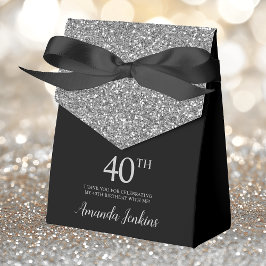Caja Para Regalos Cumpleaños 40 Agradecimiento Plateado Brillante