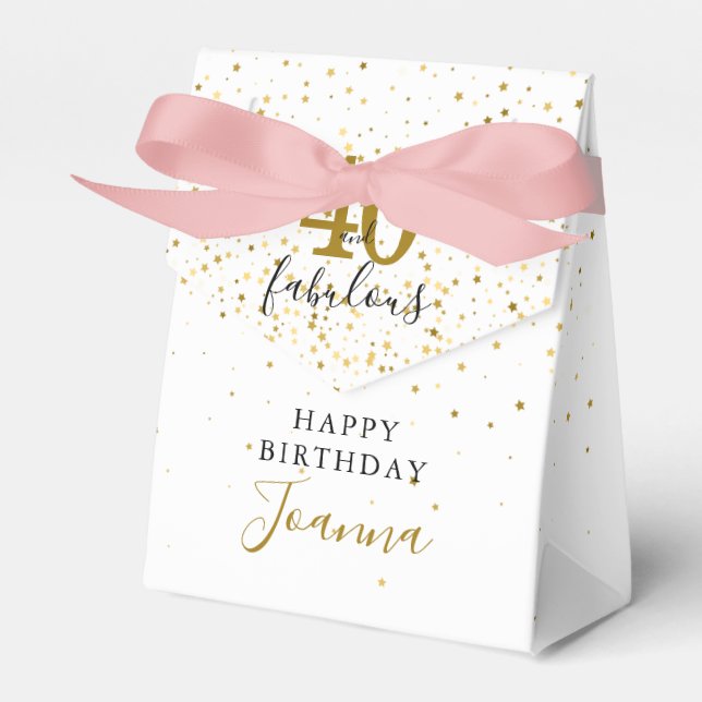 Caja Para Regalos Cumpleaños 40 y Fabuloso Dorado y Negro Elegante (Front Side)