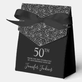 Caja Para Regalos Cumpleaños 50 Aniversario Rosas Plateado Glitter A