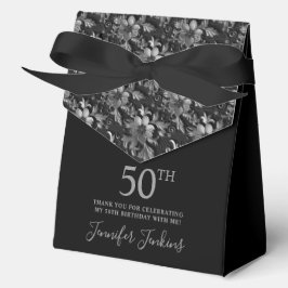 Caja Para Regalos Cumpleaños 50 Cumpleaños Floral de Plata Agradecim