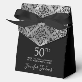 Caja Para Regalos Cumpleaños 50 Damasco de Plata Gracias