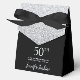 Caja Para Regalos Cumpleaños 50 Feliz Cumpleaños Brillante Plata Gra