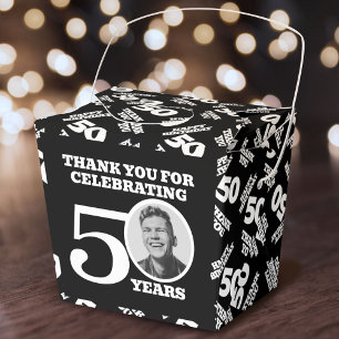 Caja Para Regalos cumpleaños 50 personalizado foto negro blanco