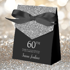 Caja Para Regalos Cumpleaños 60 Agradecimiento Brillante de Plata