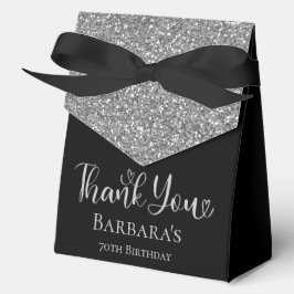 Caja Para Regalos Cumpleaños 70 Agradecimiento Brillante de Plata