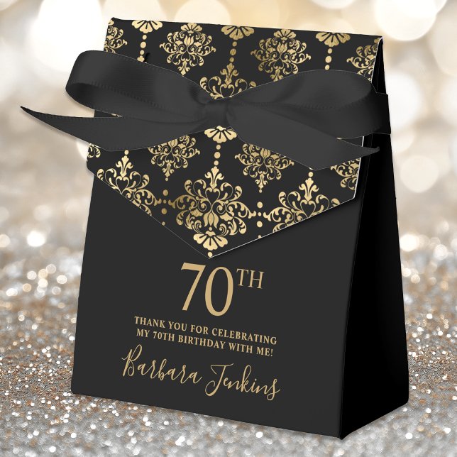 Caja Para Regalos Cumpleaños 70 Cumpleaños Dorado Elegante Agradecim (Subido por el creador)