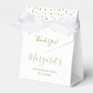 Caja Para Regalos Cumpleaños 70 Elegante Confeti Dorado Blanco