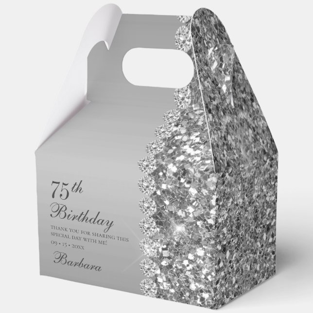 Caja Para Regalos Cumpleaños 75 Elegante Plata (Anverso)